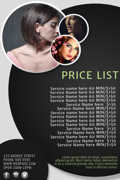 lista de precios salon de belleza